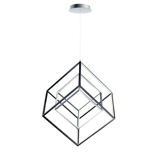 ET2 Lighting 4 Square 2-Light LED Pendant, Black/Polished Chrome