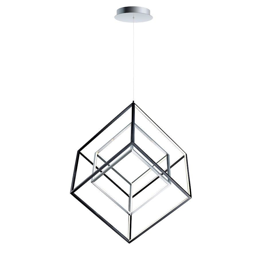 ET2 Lighting 4 Square 2-Light LED Pendant, Black/Polished Chrome