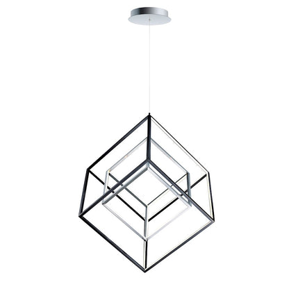 ET2 Lighting 4 Square 2-Light LED Pendant, Black/Polished Chrome