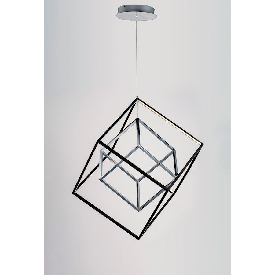 ET2 Lighting 4 Square 2-Light LED Pendant, Black/Polished Chrome