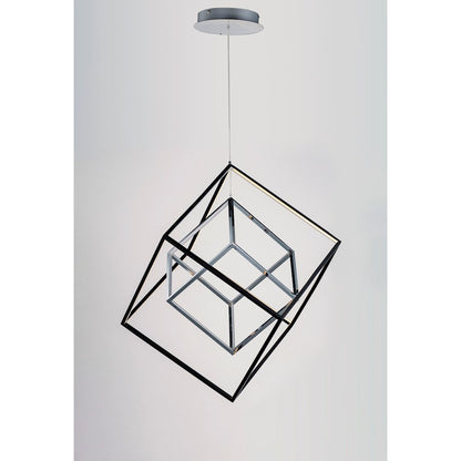 ET2 Lighting 4 Square 2-Light LED Pendant, Black/Polished Chrome