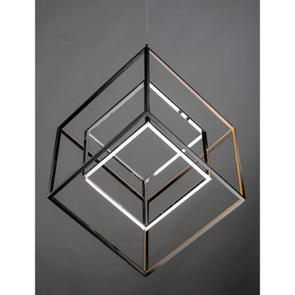 ET2 Lighting 4 Square 2-Light LED Pendant, Black/Polished Chrome