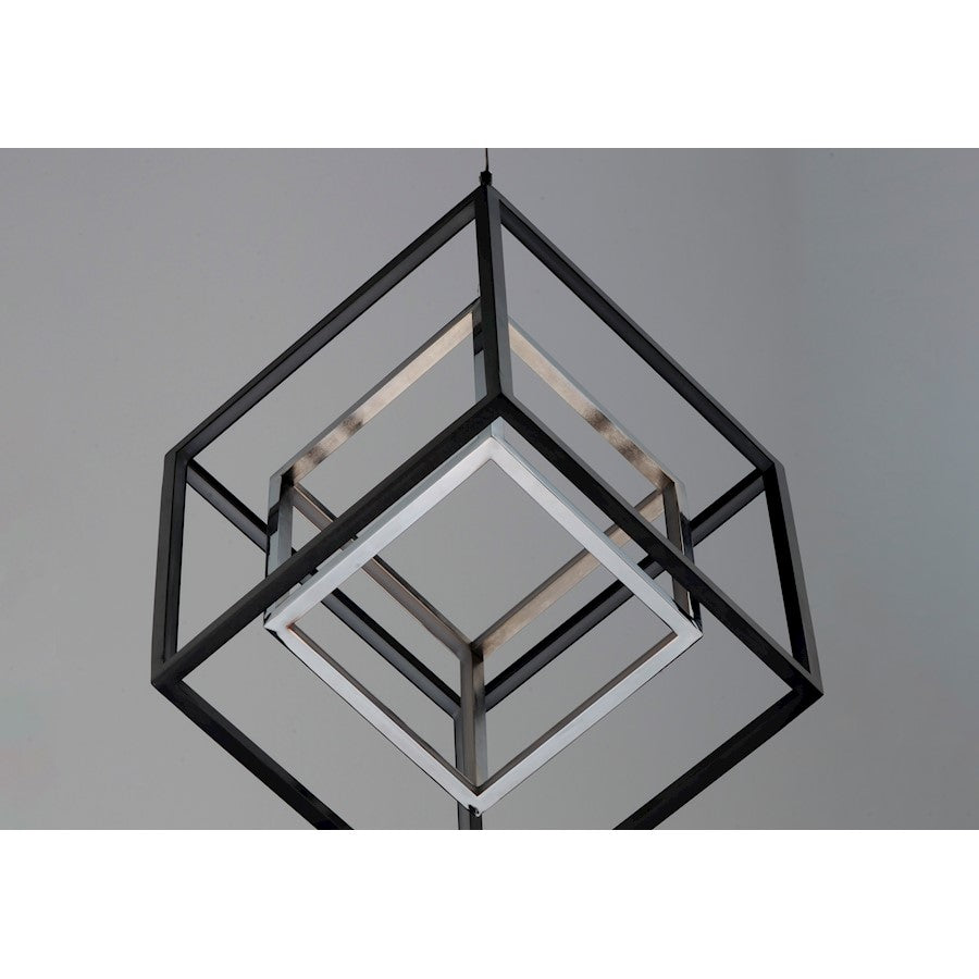 ET2 Lighting 4 Square 2-Light LED Pendant, Black/Polished Chrome