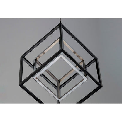 ET2 Lighting 4 Square 2-Light LED Pendant, Black/Polished Chrome