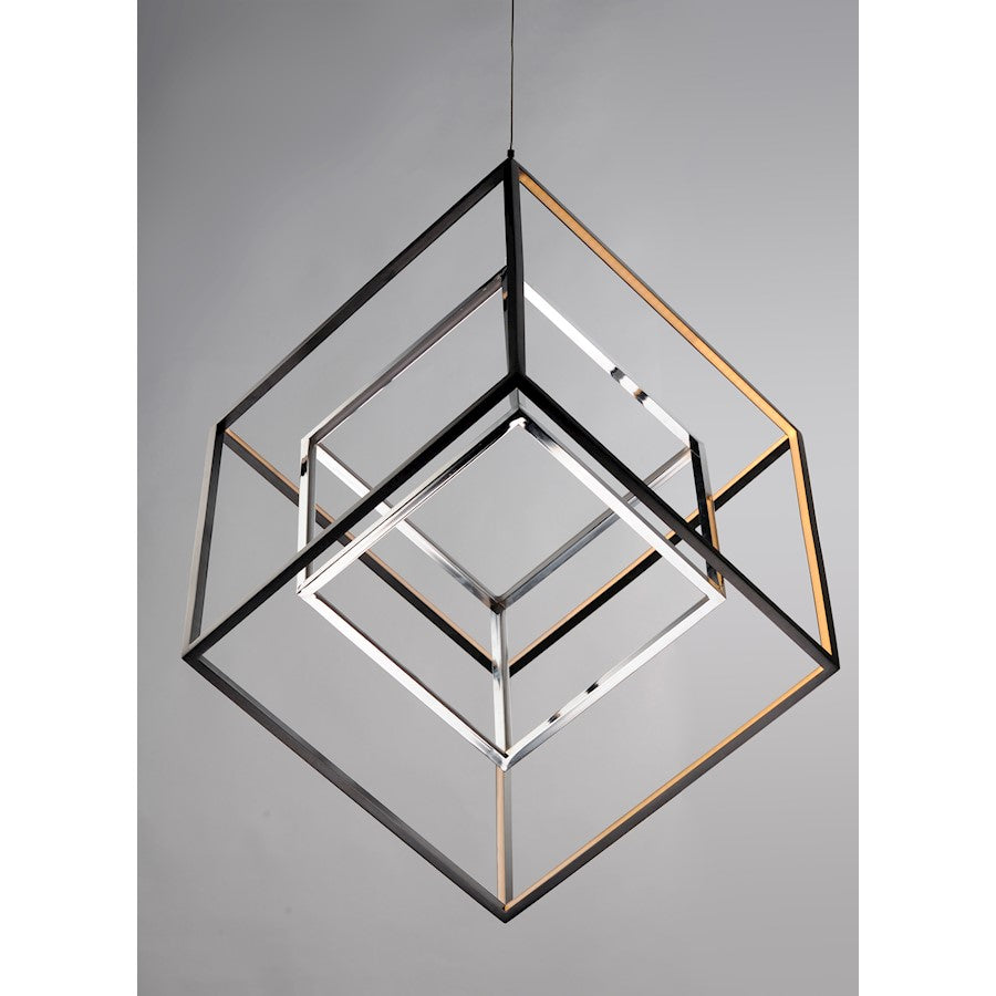 ET2 Lighting 4 Square 2-Light LED Pendant, Black/Polished Chrome
