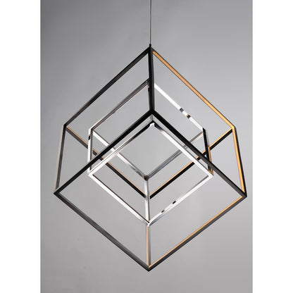 ET2 Lighting 4 Square 2-Light LED Pendant, Black/Polished Chrome
