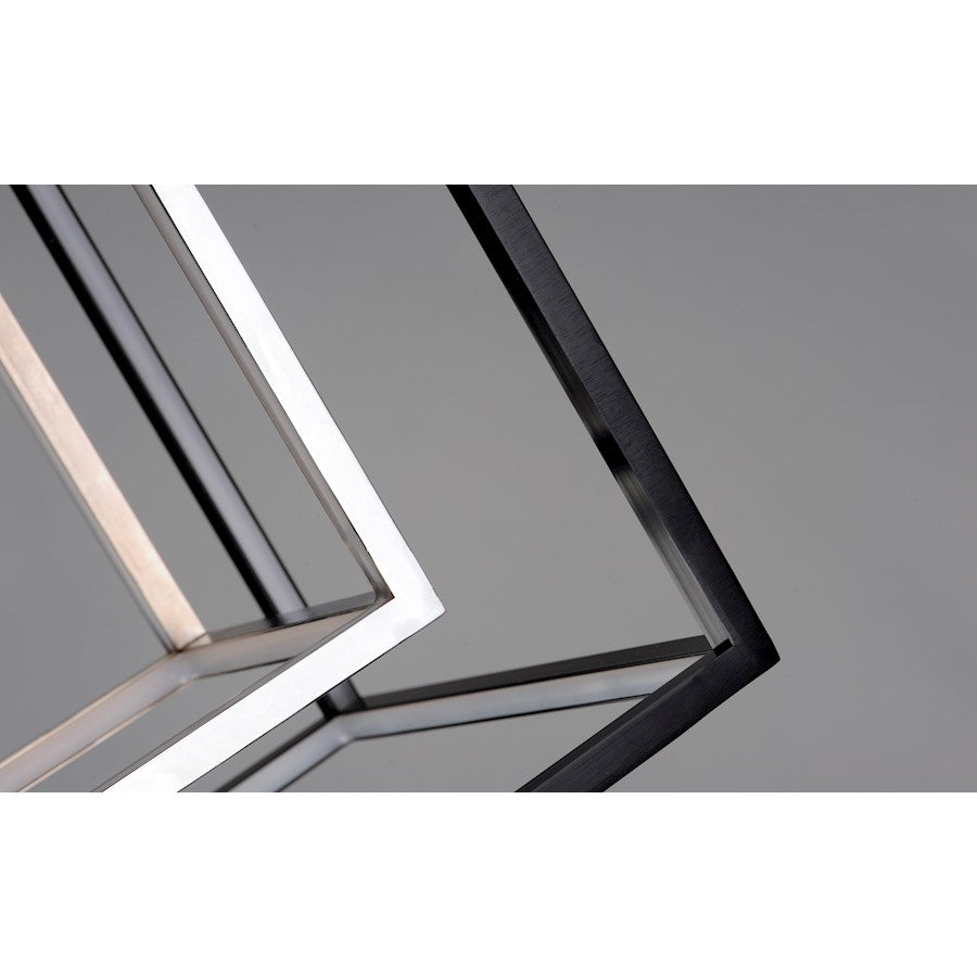 ET2 Lighting 4 Square 2-Light LED Pendant, Black/Polished Chrome