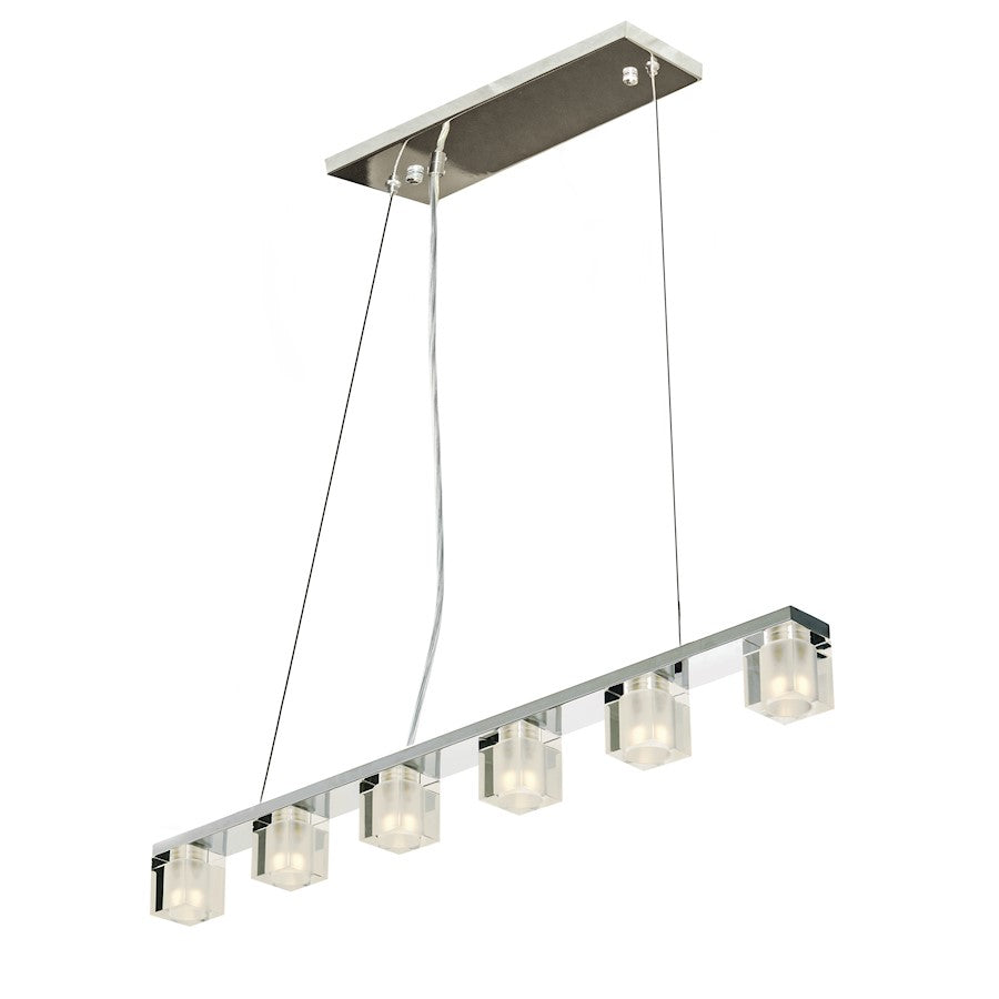 ET2 Lighting Blocs LED 6 Light Pendant, Chrome/Clear