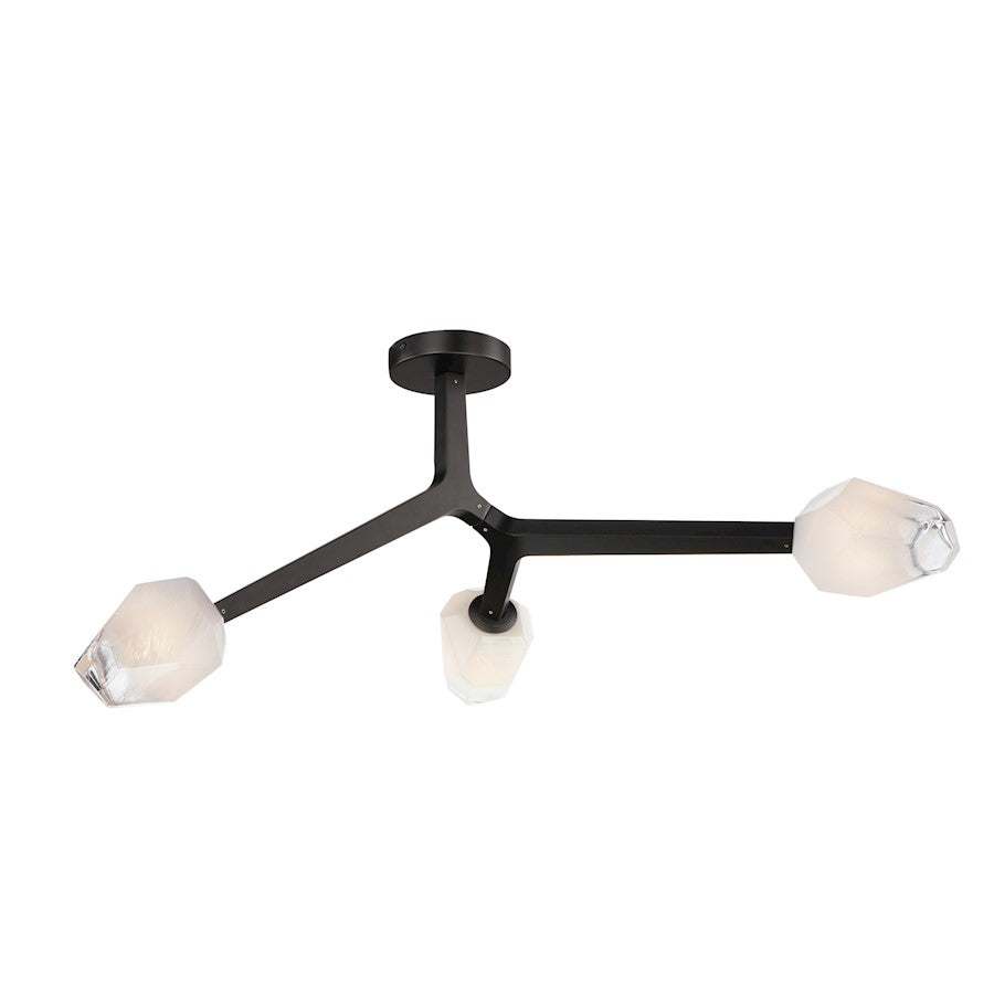 ET2 Lighting Blossom 3-Light Flush Mount, Clear/Frosted