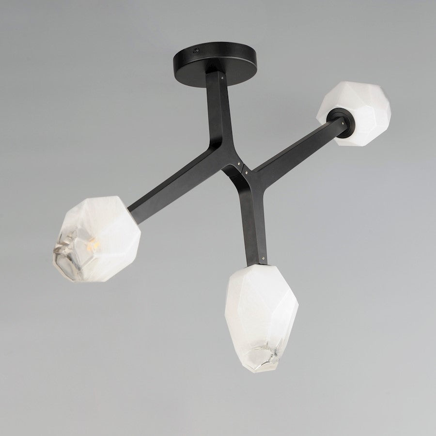 ET2 Lighting Blossom 3-Light Flush Mount, Clear/Frosted