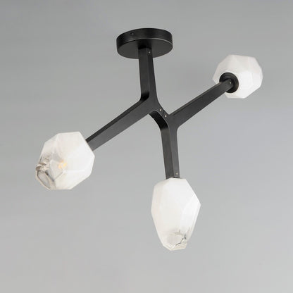 ET2 Lighting Blossom 3-Light Flush Mount, Clear/Frosted