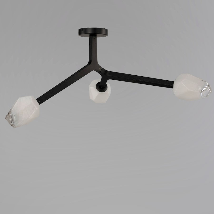 ET2 Lighting Blossom 3-Light Flush Mount, Clear/Frosted