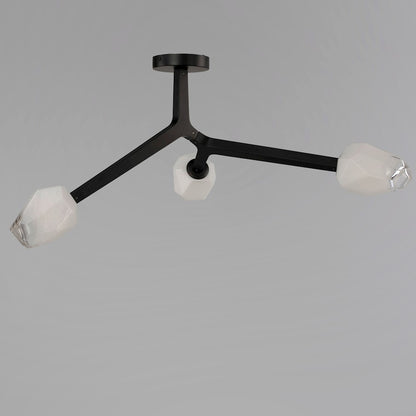 ET2 Lighting Blossom 3-Light Flush Mount, Clear/Frosted