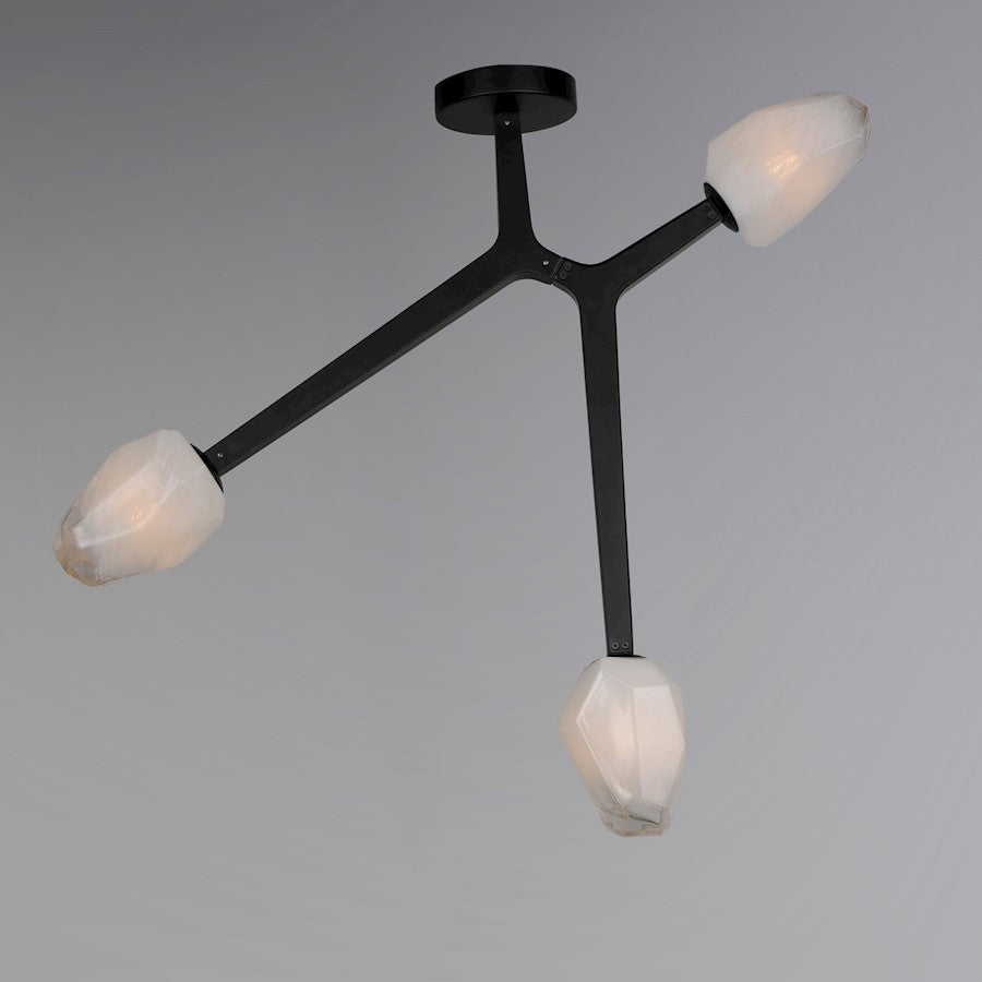 ET2 Lighting Blossom 3-Light Flush Mount, Clear/Frosted
