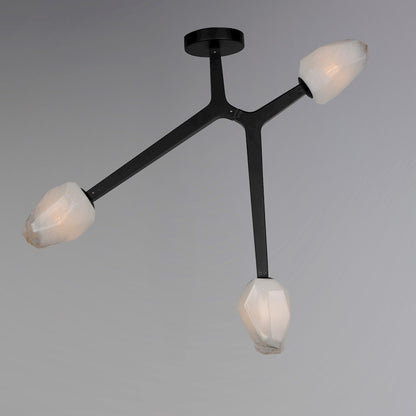 ET2 Lighting Blossom 3-Light Flush Mount, Clear/Frosted