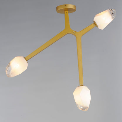 ET2 Lighting Blossom 3-Light Flush Mount, Clear/Frosted