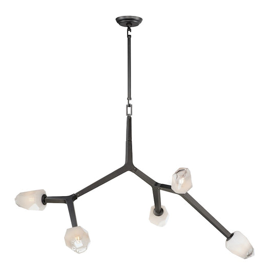 5 Light Pendant, Clear/Frosted