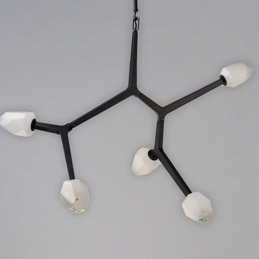 5 Light Pendant, Clear/Frosted