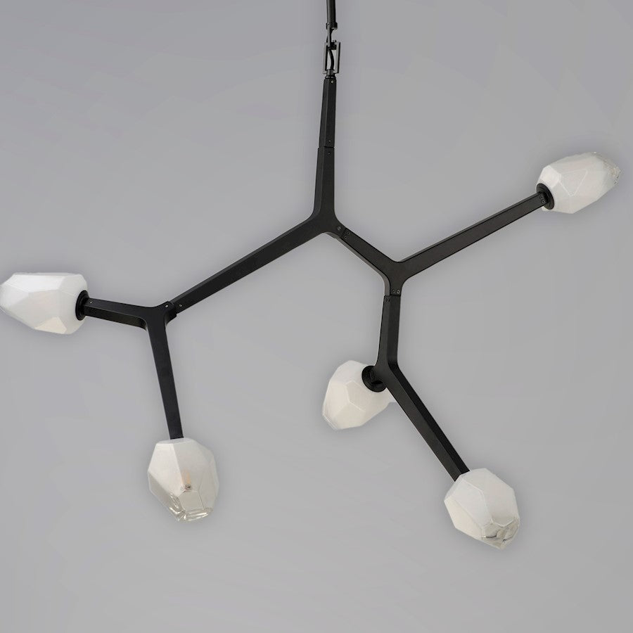 5 Light Pendant, Clear/Frosted