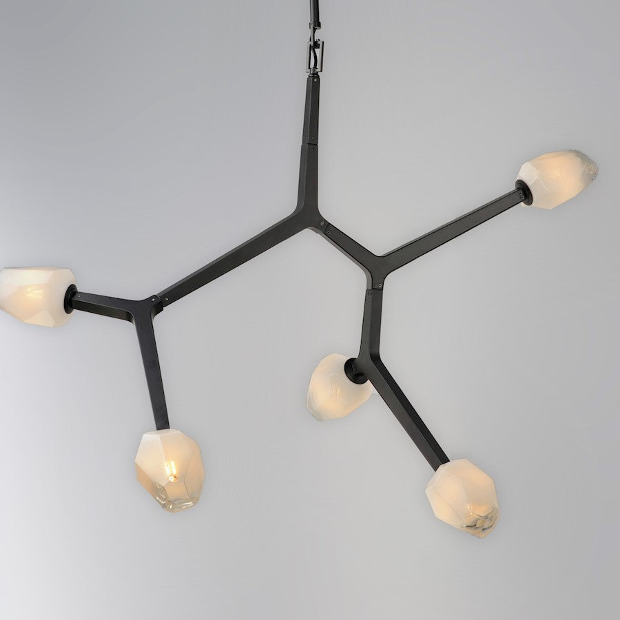 5 Light Pendant, Clear/Frosted