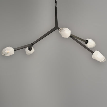 5 Light Pendant, Clear/Frosted