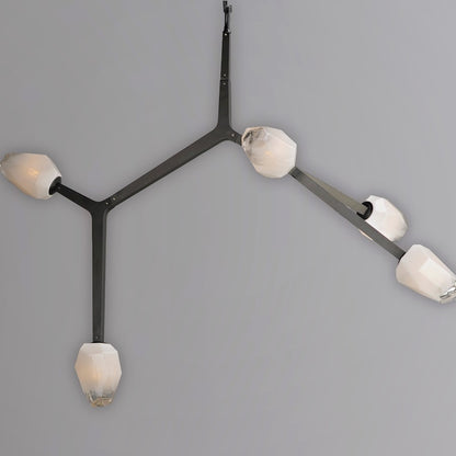 5 Light Pendant, Clear/Frosted