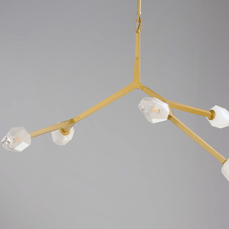 5 Light Pendant, Clear/Frosted