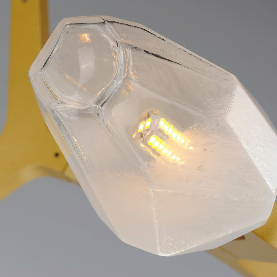 5 Light Pendant, Clear/Frosted