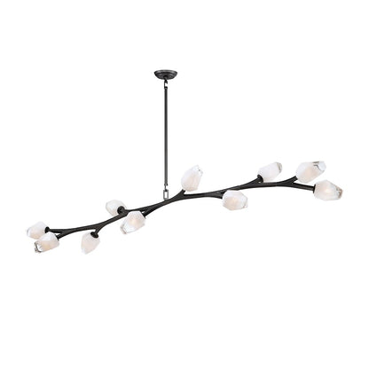19" 10 Light Pendant, Clear/Frosted