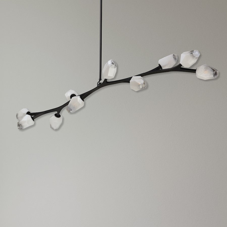 19" 10 Light Pendant, Clear/Frosted