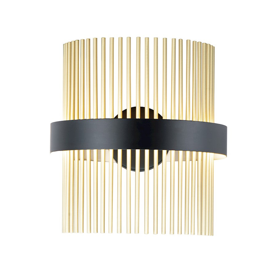ET2 Lighting Chimes LED 2-Light Wall Sconce in Black/Satin Brass