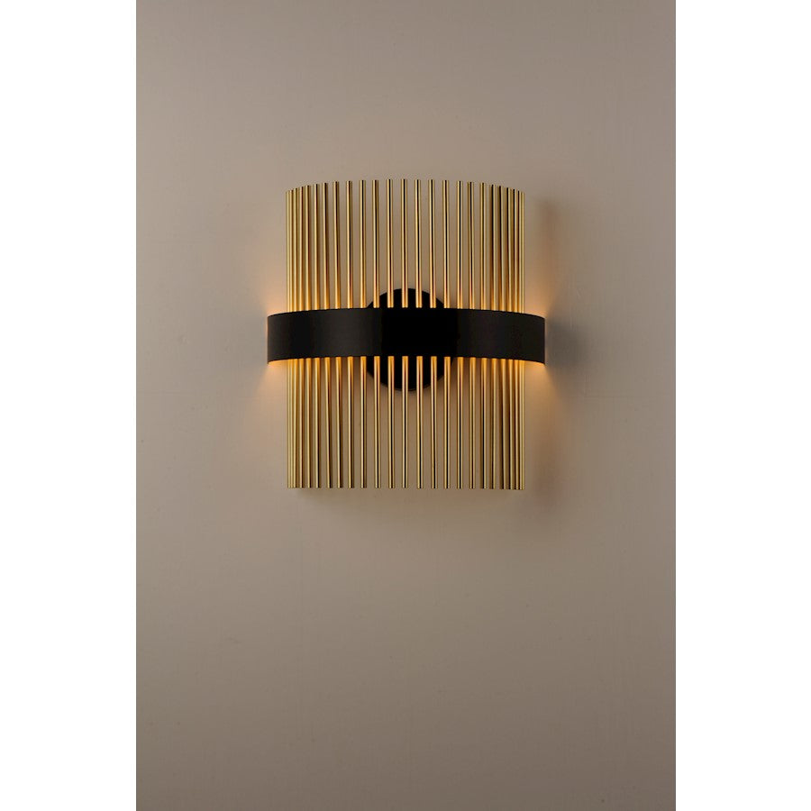 ET2 Lighting Chimes LED 2-Light Wall Sconce in Black/Satin Brass