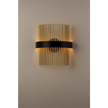 ET2 Lighting Chimes LED 2-Light Wall Sconce in Black/Satin Brass