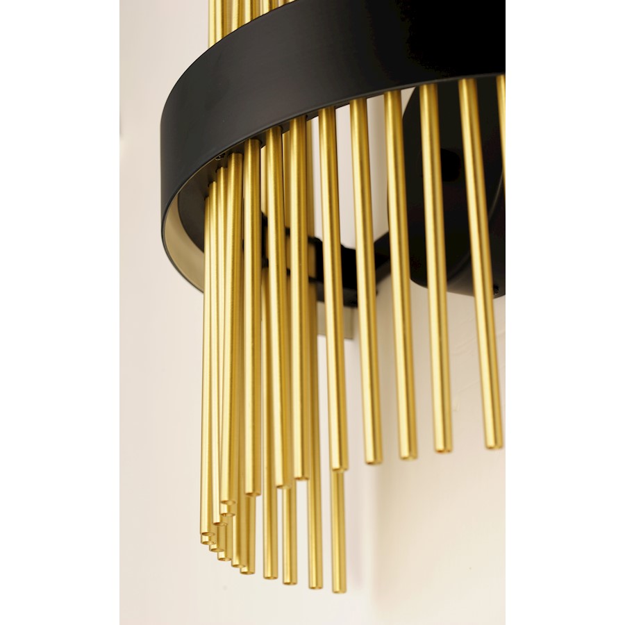 ET2 Lighting Chimes LED 2-Light Wall Sconce in Black/Satin Brass