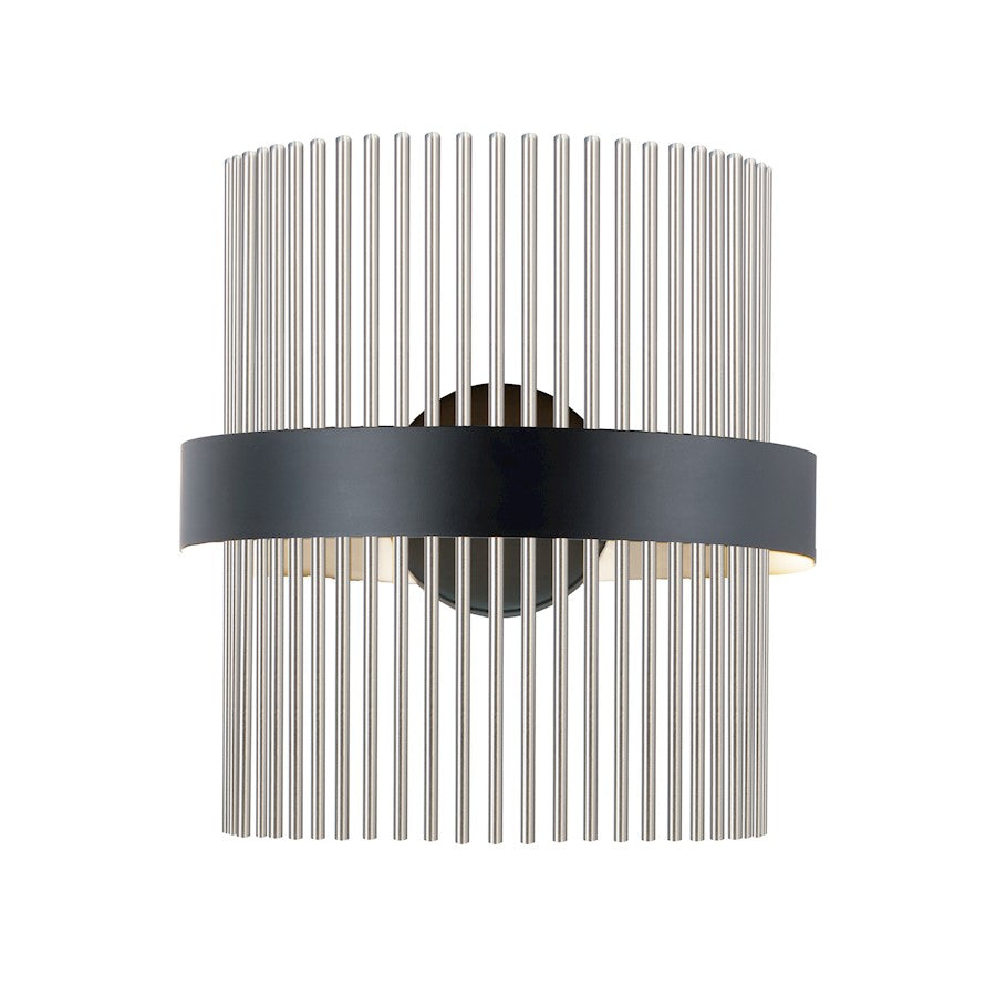 ET2 Lighting Chimes LED 2-Light Wall Sconce in Black/Satin Nickel