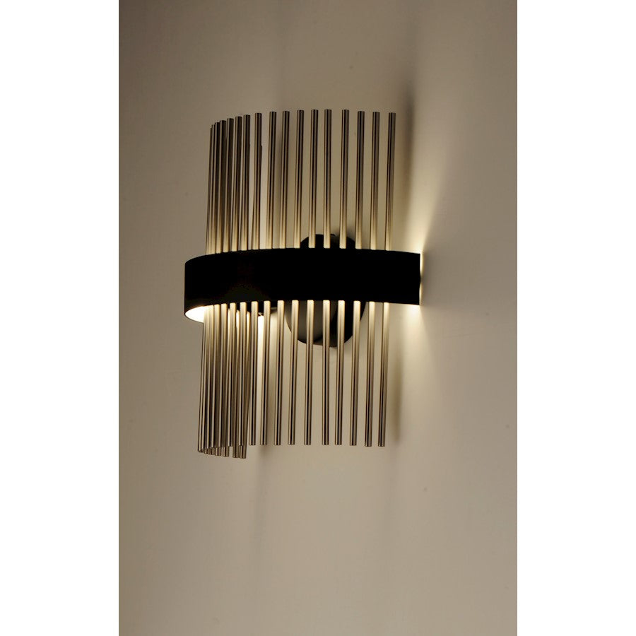 ET2 Lighting Chimes LED 2-Light Wall Sconce in Black/Satin Nickel