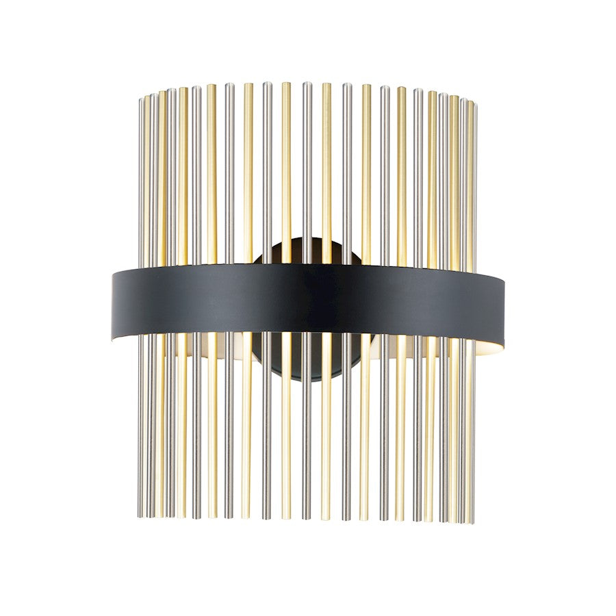 ET2 Lighting Chimes LED 2-Light Wall Sconce in Black/Satin Nickel/Satin Brass
