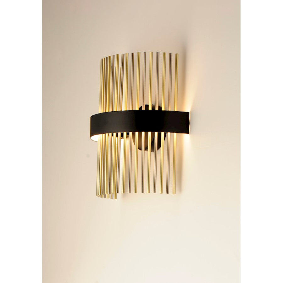 ET2 Lighting Chimes LED 2-Light Wall Sconce in Black/Satin Nickel/Satin Brass