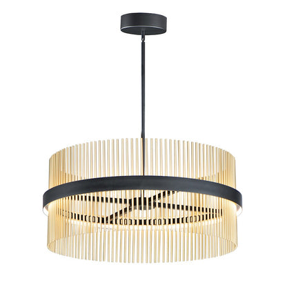 ET2 Lighting Chimes LED 2-Light 34'' Pendant in Black/Satin Brass