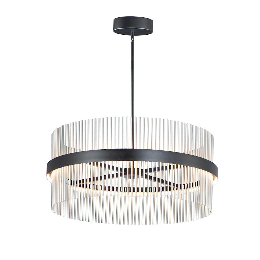ET2 Lighting Chimes LED 2-Light 34'' Pendant in Black/Satin Nickel