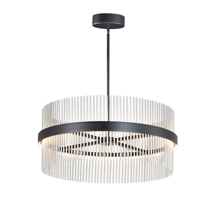 ET2 Lighting Chimes LED 2-Light 34'' Pendant in Black/Satin Nickel