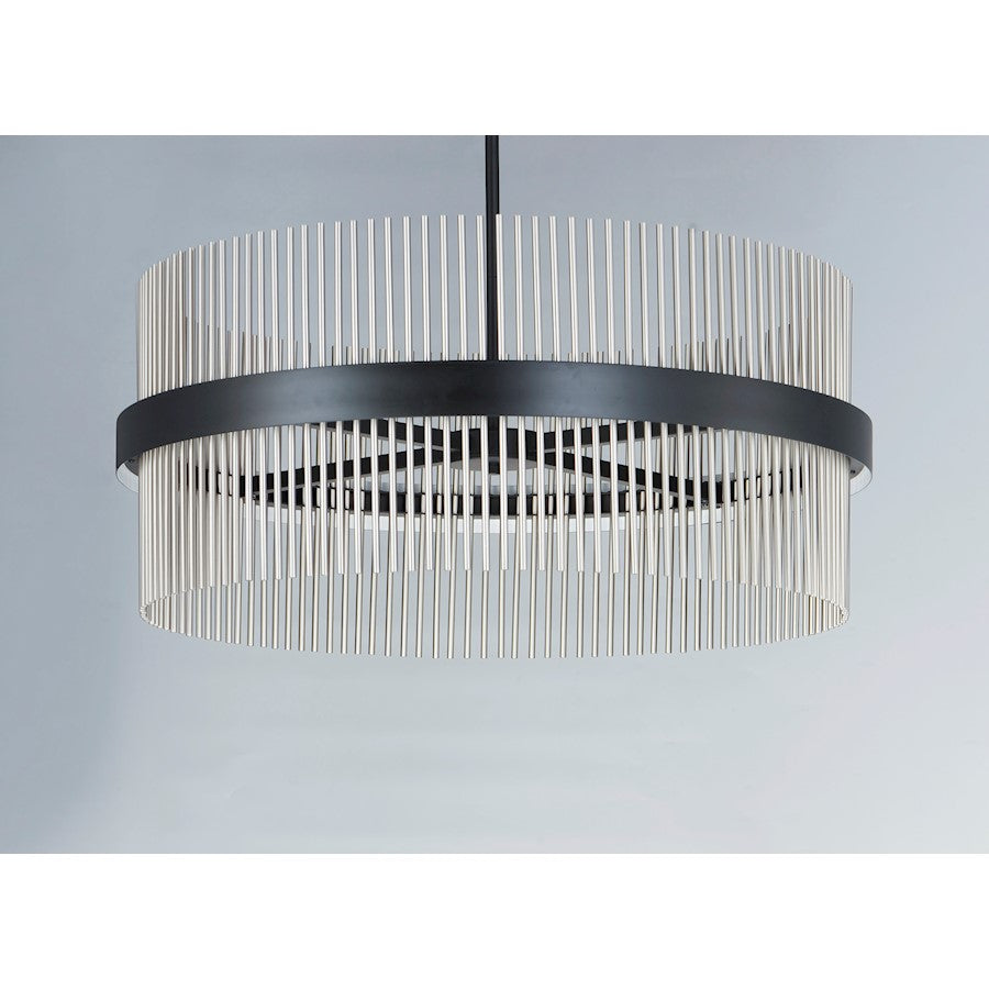 ET2 Lighting Chimes LED 2-Light 34'' Pendant in Black/Satin Nickel