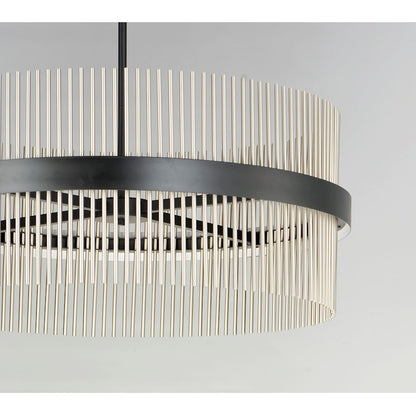 ET2 Lighting Chimes LED 2-Light 34'' Pendant in Black/Satin Nickel