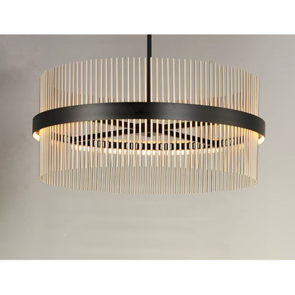 ET2 Lighting Chimes LED 2-Light 34'' Pendant in Black/Satin Nickel
