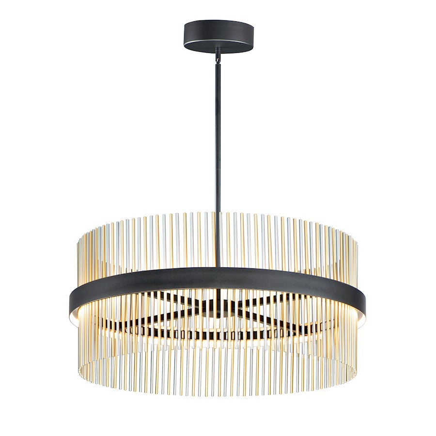 ET2 Lighting Chimes LED 2-Light 34'' Pendant in Black/Satin Nickel/Satin Brass