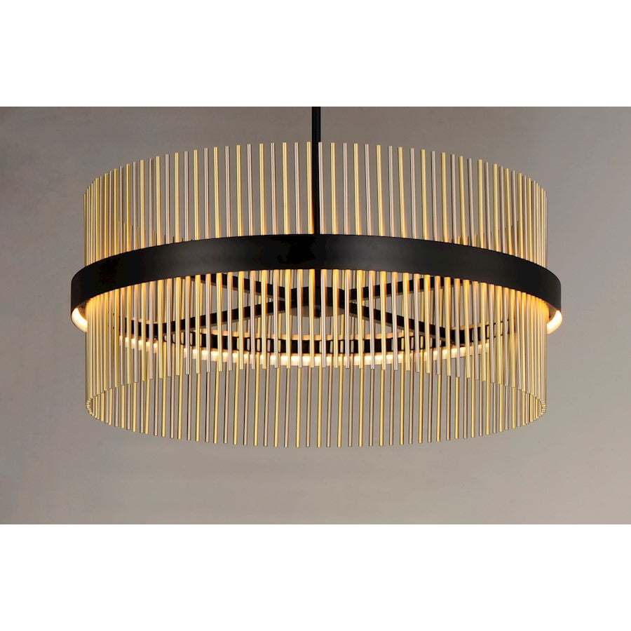 ET2 Lighting Chimes LED 2-Light 34'' Pendant in Black/Satin Nickel/Satin Brass