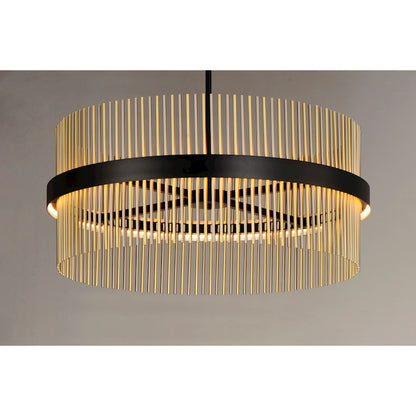 ET2 Lighting Chimes LED 2-Light 34'' Pendant in Black/Satin Nickel/Satin Brass