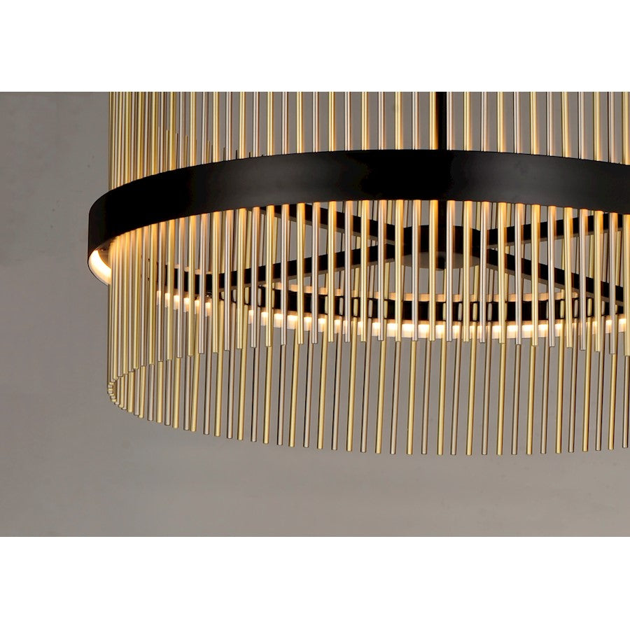 ET2 Lighting Chimes LED 2-Light 34'' Pendant in Black/Satin Nickel/Satin Brass
