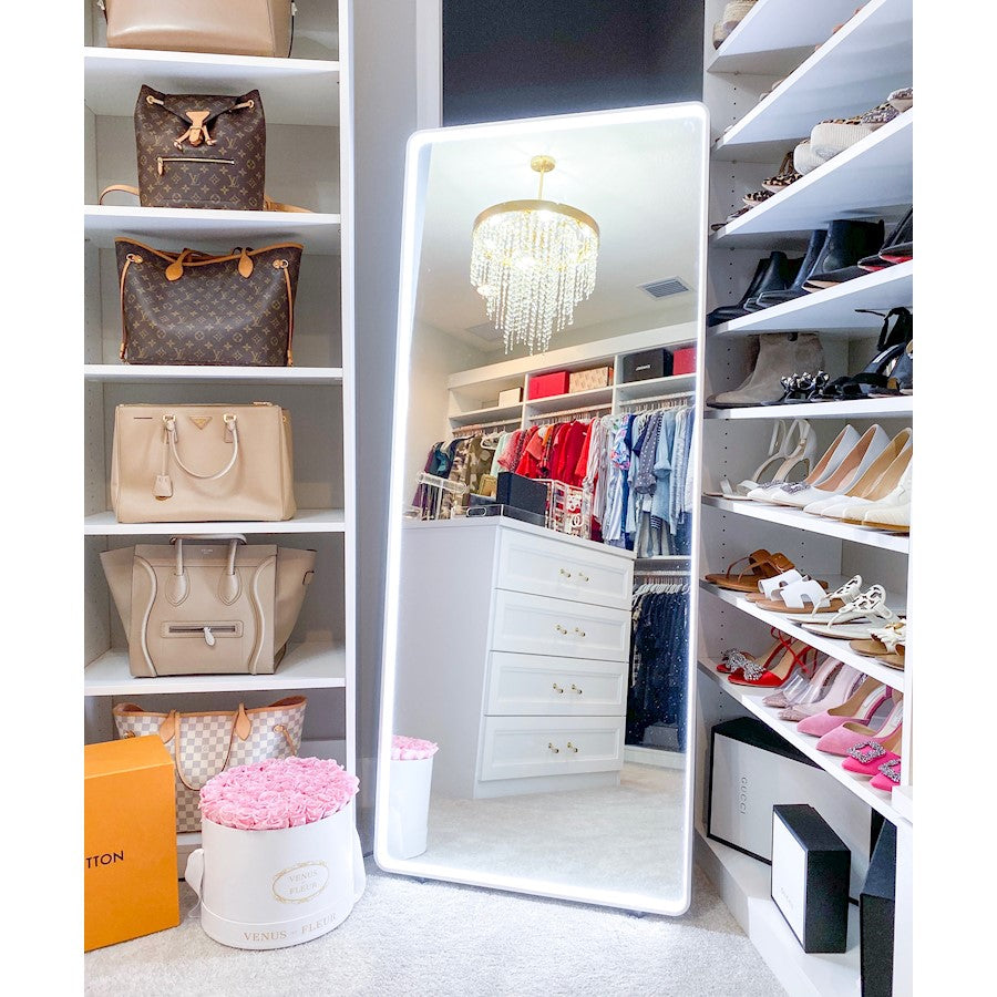 ET2 Lighting LED Free Standing Mirror, Brushed Aluminum
