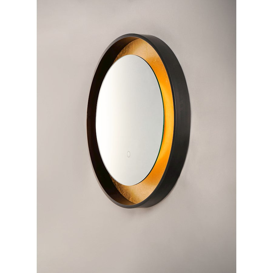 ET2 Lighting Floating LED Mirror Round 23.5" in Gold Leaf/Black
